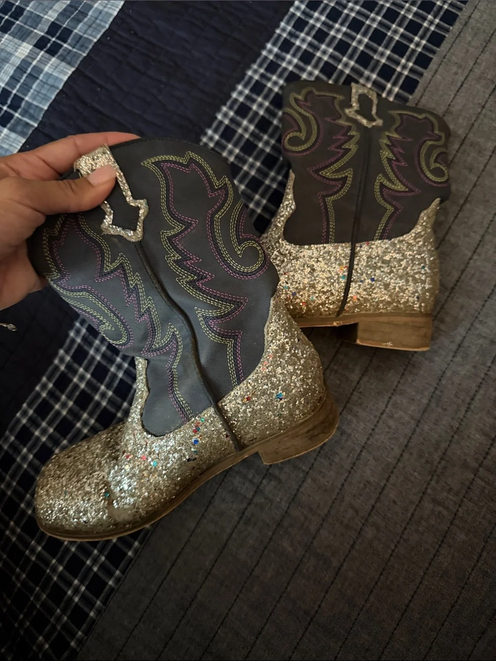 Gold Glitter Western Cowgirl Boots - little girls